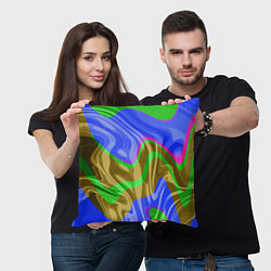 Подушка квадратная Яркая неоновая абстракция, цвет: 3D-принт — фото 2