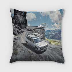 Подушка квадратная Toyota Land Cruiser 300 Горная дорога, цвет: 3D-принт
