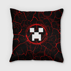 Подушка квадратная Символ Minecraft и краска вокруг на темном фоне, цвет: 3D-принт