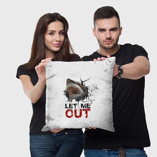 Подушка квадратная Акула Let me out - пасть акулы / 3D-принт – фото 3