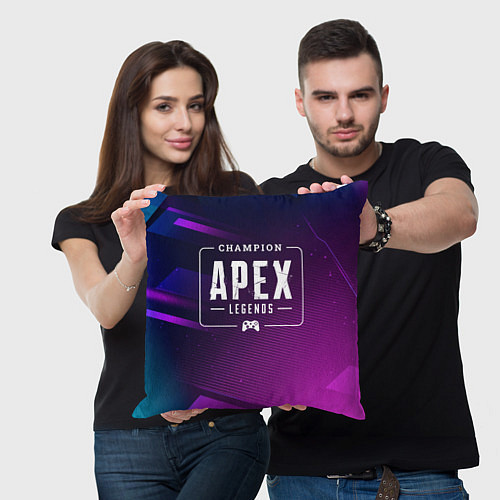 Подушка квадратная Apex Legends Gaming Champion: рамка с лого и джойс / 3D-принт – фото 3