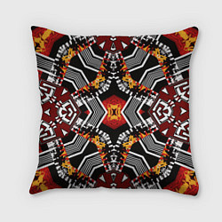 Подушка квадратная Арабский орнамент в красно -желто-черных тонах, цвет: 3D-принт