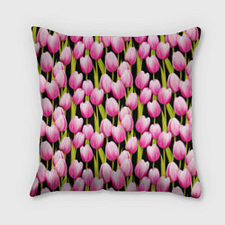 Подушка квадратная Цветы Розовые Тюльпаны, цвет: 3D-принт