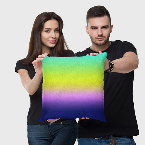 Подушка квадратная Разноцветный размытый фон градиент / 3D-принт – фото 3