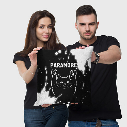 Подушка квадратная Группа Paramore и Рок Кот / 3D-принт – фото 3