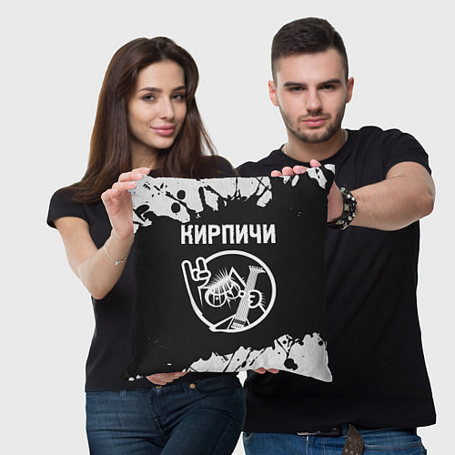 Подушка квадратная Кирпичи КОТ Краска / 3D-принт – фото 3