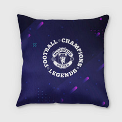Подушка квадратная Символ Manchester United и круглая надпись Footbal, цвет: 3D-принт