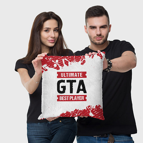 Подушка квадратная GTA: красные таблички Best Player и Ultimate / 3D-принт – фото 3