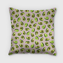 Подушка квадратная Авокадо, текстильный паттерн, цвет: 3D-принт