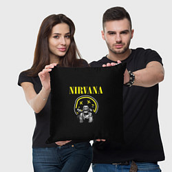 Подушка квадратная NIRVANA логотип и исполнители, цвет: 3D-принт — фото 2