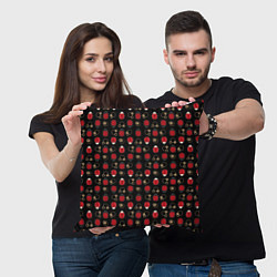 Подушка квадратная Красные Божьи коровки на черном фоне ladybug, цвет: 3D-принт — фото 2