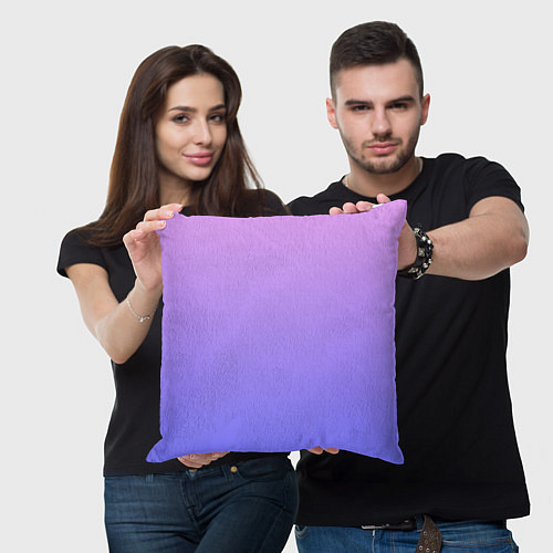 Подушка квадратная PINK-PURPLE GRADIENT ГРАДИЕНТ РОЗОВО-ФИОЛЕТОВЫЙ / 3D-принт – фото 3