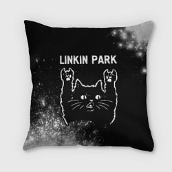 Подушка квадратная Группа Linkin Park и Рок Кот, цвет: 3D-принт