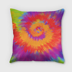 Подушка квадратная Тай дай в радуге, цвет: 3D-принт