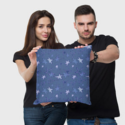 Подушка квадратная Gray-Blue Star Pattern, цвет: 3D-принт — фото 2
