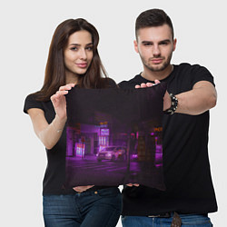 Подушка квадратная Неоновый ночной переход - Фиолетовый, цвет: 3D-принт — фото 2