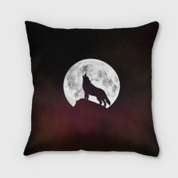 Подушка квадратная Волк и луна Wolf and moon, цвет: 3D-принт