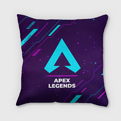 Подушка квадратная Символ Apex Legends в неоновых цветах на темном фо, цвет: 3D-принт