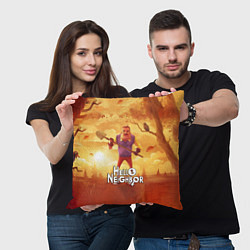 Подушка квадратная Hello Neighbor Привет сосед Сосед с лопатой, цвет: 3D-принт — фото 2