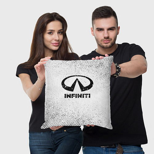 Подушка квадратная Infiniti с потертостями на светлом фоне / 3D-принт – фото 3