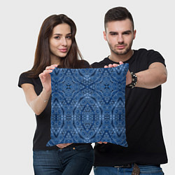 Подушка квадратная Gray blue ethnic arabic ornament, цвет: 3D-принт — фото 2
