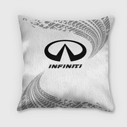 Подушка квадратная Infiniti Speed на светлом фоне со следами шин, цвет: 3D-принт