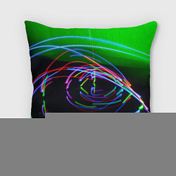 Подушка квадратная Неоновые абстрактные волнообразные огни - Зелёный, цвет: 3D-принт