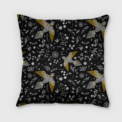 Подушка квадратная Птицы и цветы с эффектом вышивки, цвет: 3D-принт
