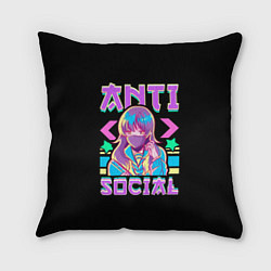 Подушка квадратная Anti Social Антисоциальный, цвет: 3D-принт