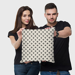 Подушка квадратная Черные сердечки паттерн, цвет: 3D-принт — фото 2