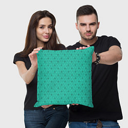 Подушка квадратная Зеленые кирпичики цветочки, цвет: 3D-принт — фото 2