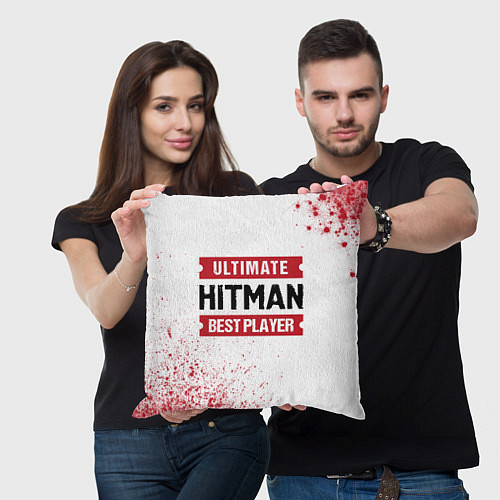 Подушка квадратная Hitman: красные таблички Best Player и Ultimate / 3D-принт – фото 3