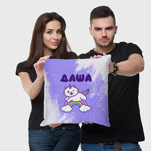 Подушка квадратная Даша кошка единорожка / 3D-принт – фото 3