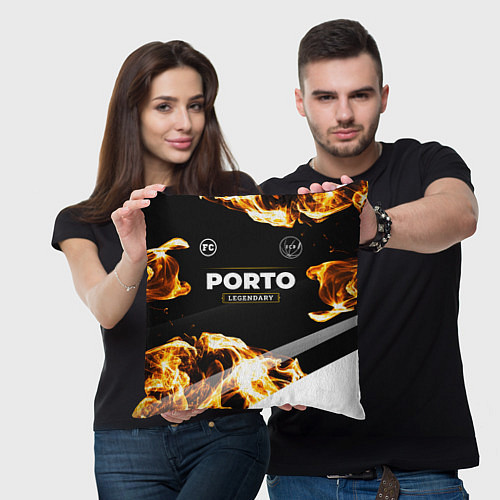 Подушка квадратная Porto legendary sport fire / 3D-принт – фото 3