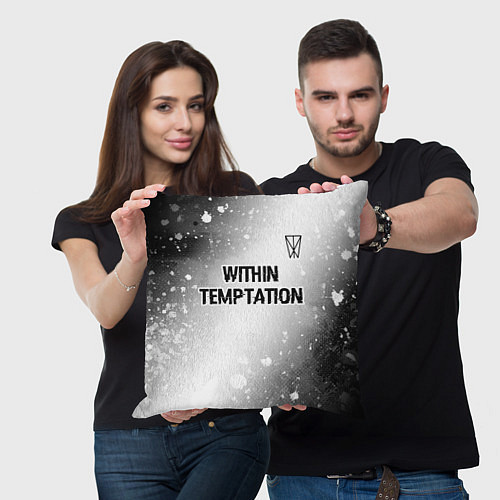 Подушка квадратная Within Temptation glitch на светлом фоне: символ с / 3D-принт – фото 3