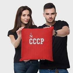 Подушка квадратная Союз Советских Социалистических Республик, цвет: 3D-принт — фото 2