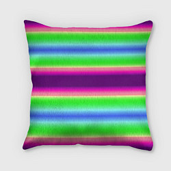 Подушка квадратная Яркие разноцветные размытые полосы, цвет: 3D-принт