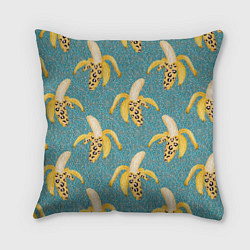 Подушка квадратная Леопардовый банан паттерн, цвет: 3D-принт