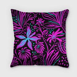 Подушка квадратная Purple flowers pattern, цвет: 3D-принт