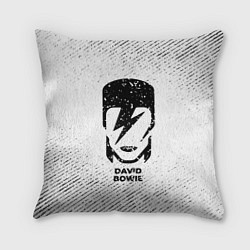Подушка квадратная David Bowie с потертостями на светлом фоне, цвет: 3D-принт