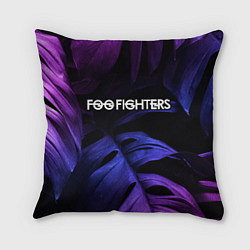 Подушка квадратная Foo Fighters neon monstera, цвет: 3D-принт