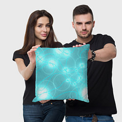 Подушка квадратная Голубая неоновая абстрактная геометрия, цвет: 3D-принт — фото 2