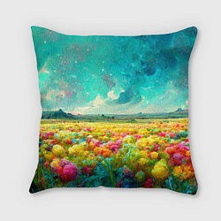 Подушка квадратная Бесконечное поле цветов, цвет: 3D-принт