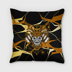 Подушка квадратная Золотая маска демона, цвет: 3D-принт