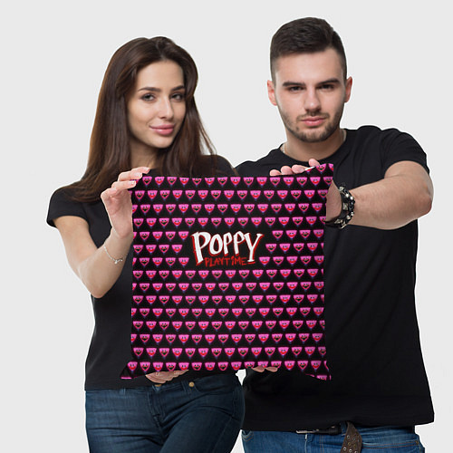 Подушка квадратная Poppy Playtime - Kissy Missy Pattern - Huggy Wuggy / 3D-принт – фото 3