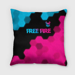 Подушка квадратная Free Fire - neon gradient: символ сверху