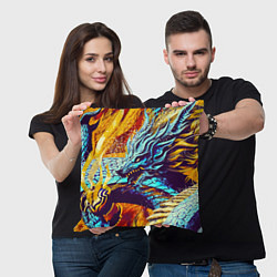 Подушка квадратная Японский Дракон В Огне, цвет: 3D-принт — фото 2