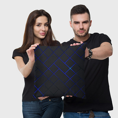 Подушка квадратная Неоновая текстура прямоугольники / 3D-принт – фото 3