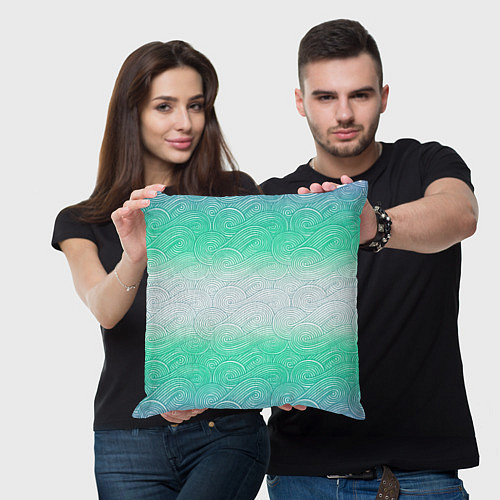 Подушка квадратная Абстрактная волна градиентный паттерн / 3D-принт – фото 3