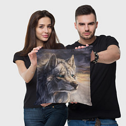 Подушка квадратная Старый мудрый волк, цвет: 3D-принт — фото 2